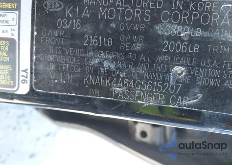 2016 Kia Forte Lx from USA, damaged, VIN KNAFK4A64G5615207